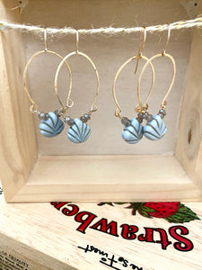 Alia Earrings - Boulder Opal and Labradorite Inverted Hoop earrings - Gold fill