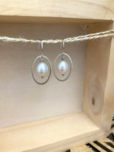 Load image into Gallery viewer, Oval Pearl Drop Earrings