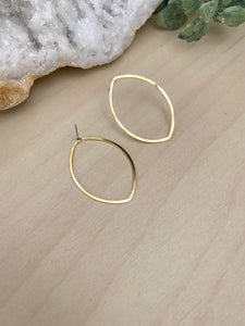 Gold Open Marquise Studs - Stainless Steel Posts