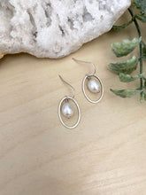 Load image into Gallery viewer, Oval Pearl Drop Earrings