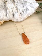 Load image into Gallery viewer, Carved Leaf Necklace in Aventurine - 14k Gold Filled