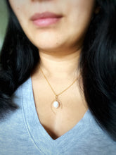 Load image into Gallery viewer, Wishbone Necklace with a  Freshwater Pearl Drop