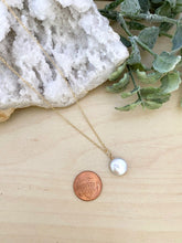 Load image into Gallery viewer, Small White Single Coin Pearl Necklace - Gold Fill or Sterling Silver