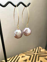 Load image into Gallery viewer, Mauve or Lavender Coin Pearl earrings - 14k Gold filled or Sterling Silver