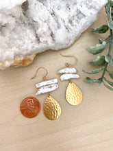 Load image into Gallery viewer, Raw freshwater stick pearls with hammered gold drop - 14k gold fill ear wires