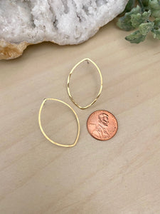 Gold Open Marquise Studs - Stainless Steel Posts